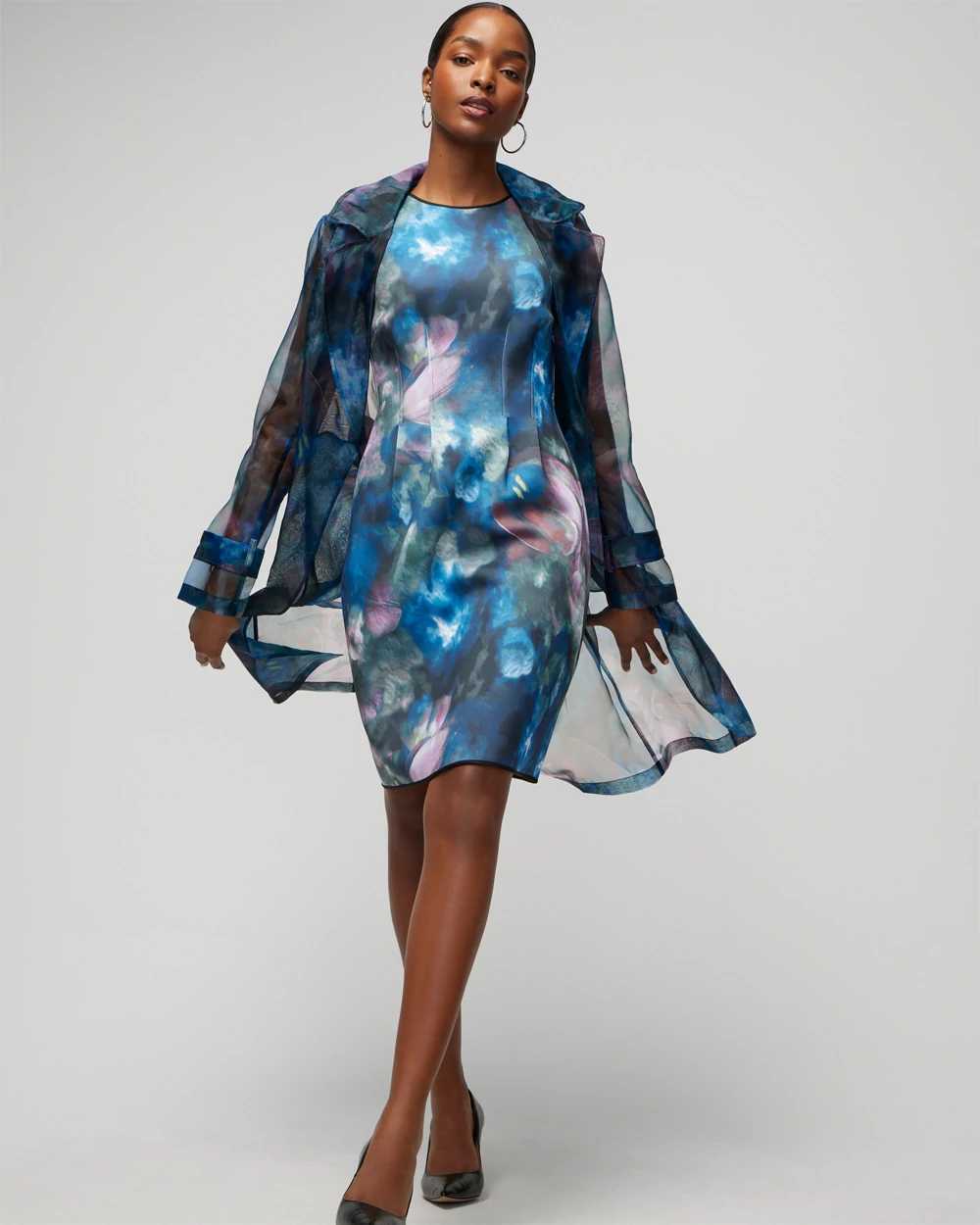 Printed Scuba Fit and Flare Dress White House Black Market